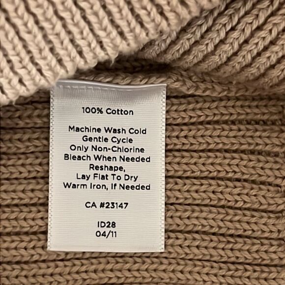 NWT TALBOTS Cotton Tan Sweater Top Rib Knit V-Neck Ruffle Details Short Sleeve M - Picture 10 of 10